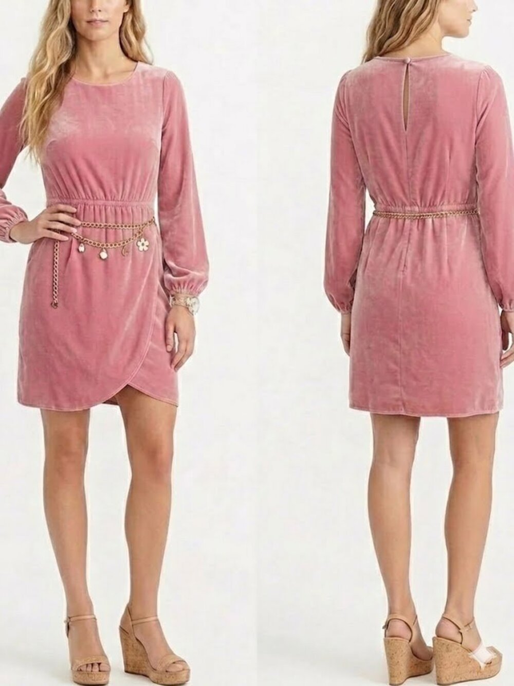 J.CREW Rose Velvet Tulip-Hem Shift Women's Mini Dress Size 00